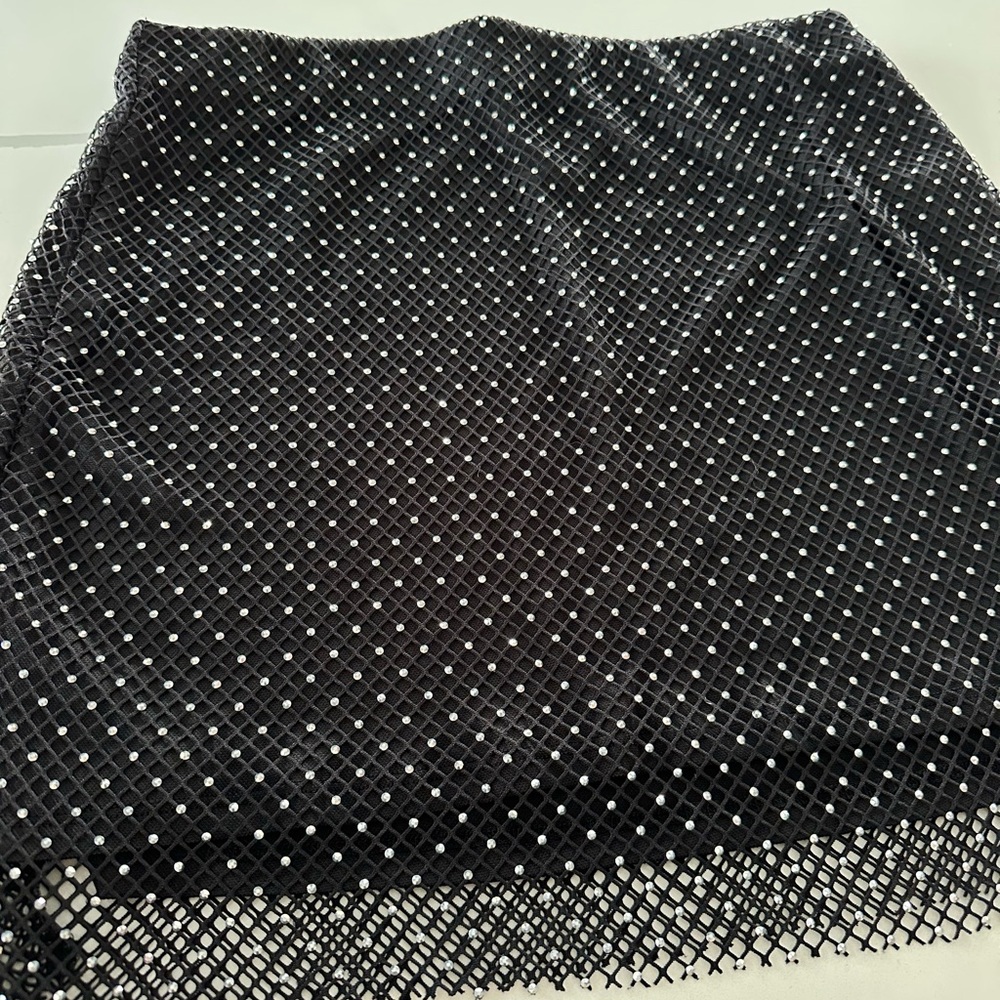 Black & Silver Gemstone Mini Skirt